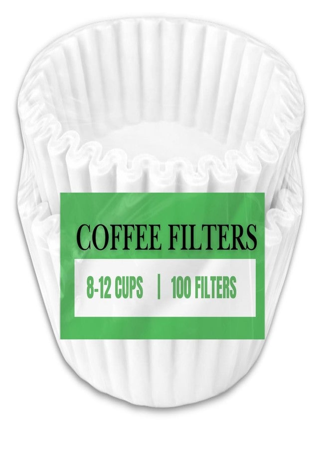PR1M3 Coffee Filters for 8-12 Cup, 100 Count Basket Coffee Filters White Disposable Size 7.875 inch x 3.25 inch. - Image 1