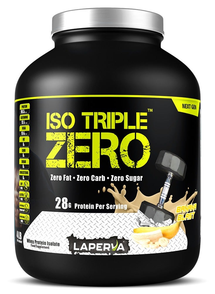 Laperva Iso Triple Zero Next Generation Banana 4 lb - Low-Carb Gluten-Free Whey Protein Powder for Muscle Growth and Recovery