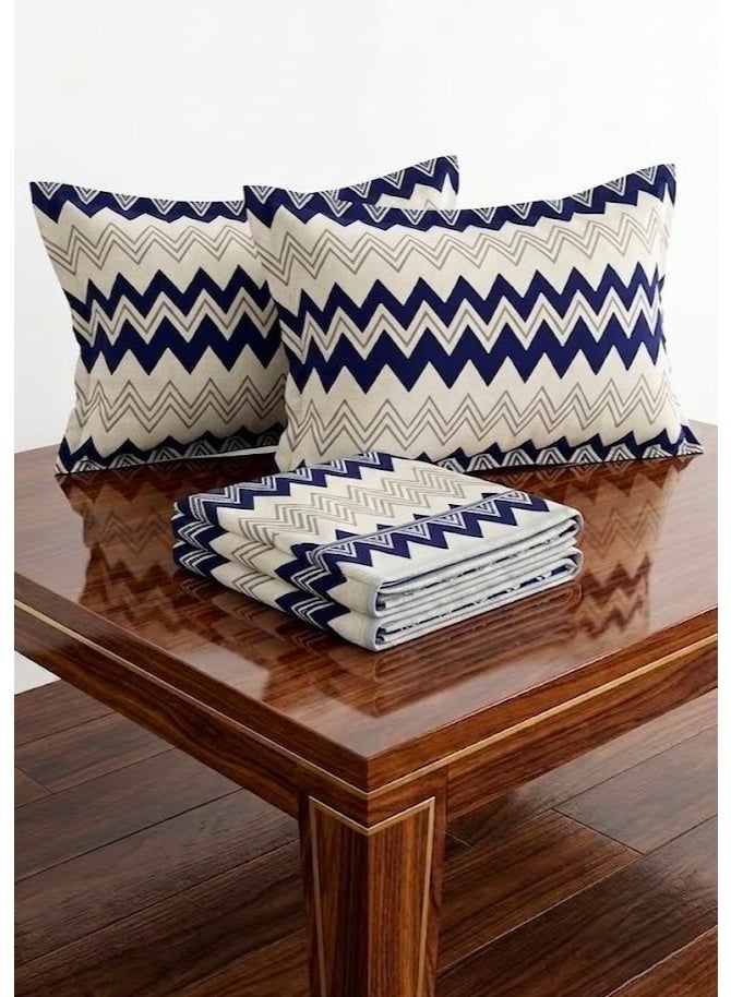 Elegant Hotel-Style Flat Bed Sheet Set - 125 GSM Soft Chevron Zig-Zag Pattern Fabric, Includes 2 Matching Pillowcases - Image 4