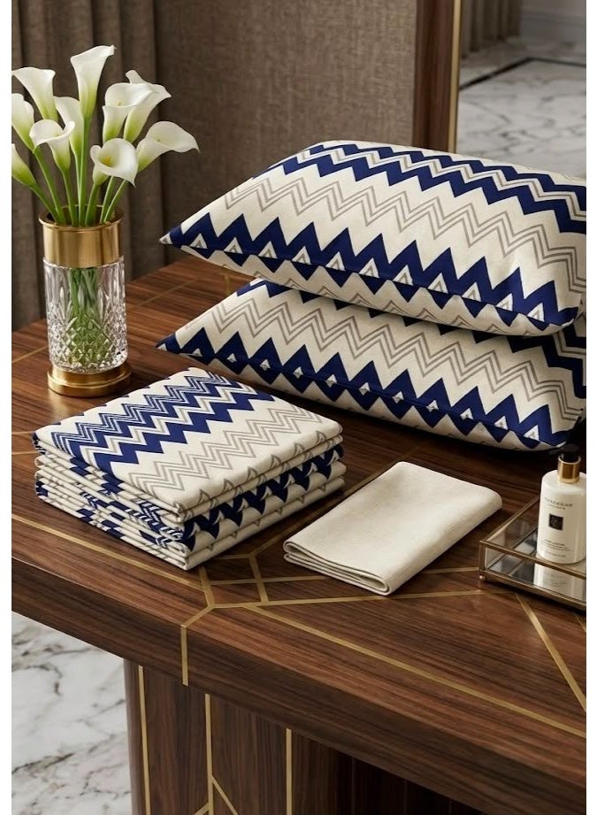 Elegant Hotel-Style Flat Bed Sheet Set - 125 GSM Soft Chevron Zig-Zag Pattern Fabric, Includes 2 Matching Pillowcases - Image 2