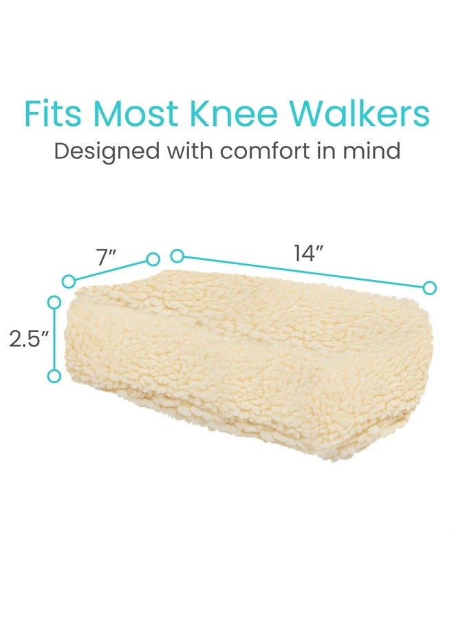 Vive Mobility Knee Walker Pad Cover - Plush Synthetic Faux Sheepskin Scooter Cushion - Accessory for Knee Roller - Leg Cart Improves Comfort During Injury (Off-White) - Image 5