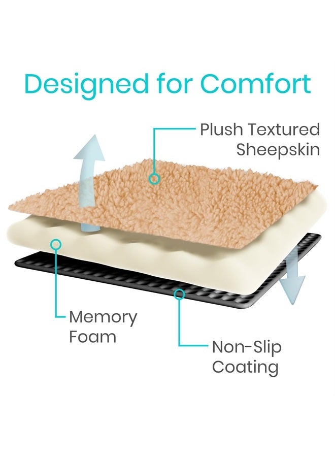 Vive Mobility Knee Walker Pad Cover - Plush Synthetic Faux Sheepskin Scooter Cushion - Accessory for Knee Roller - Leg Cart Improves Comfort During Injury (Off-White) - Image 3