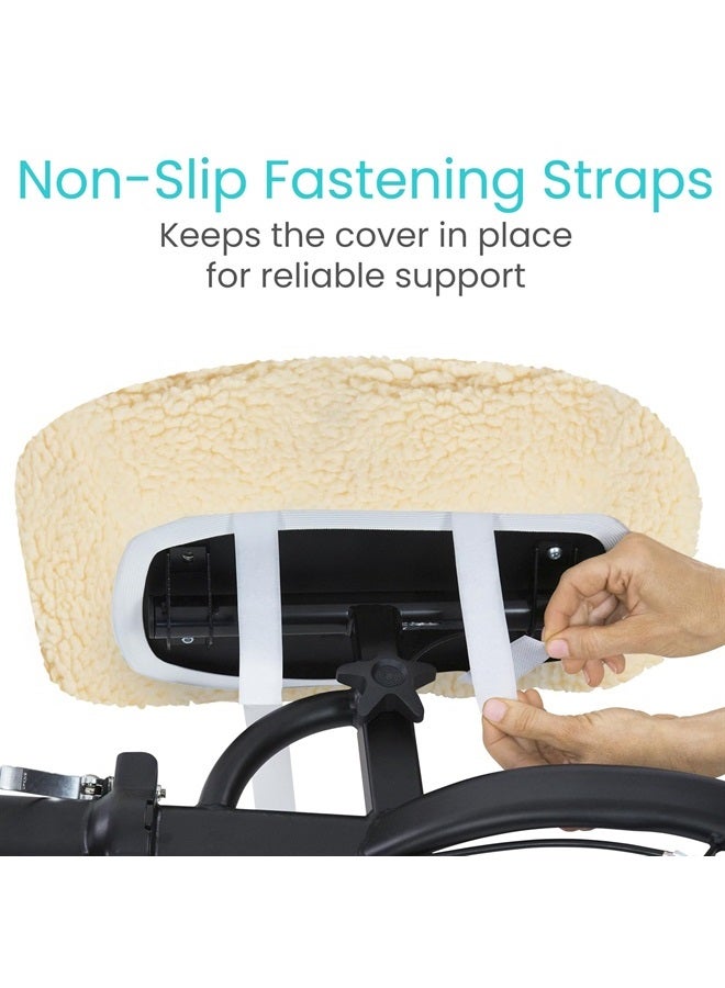 Vive Mobility Knee Walker Pad Cover - Plush Synthetic Faux Sheepskin Scooter Cushion - Accessory for Knee Roller - Leg Cart Improves Comfort During Injury (Off-White) - Image 4