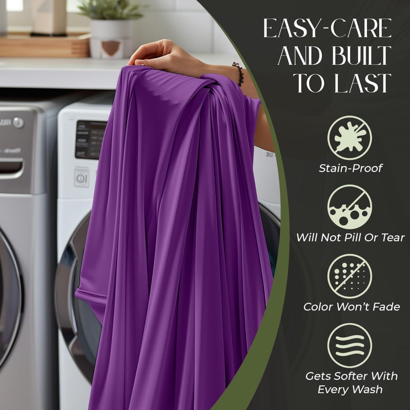 DECOLURE 100% Organic Viscose Derived from Bamboo Sheets Cal King Size 6pcs - Ultra Soft & Luxuriously Cooling  17"" Deep Pocket  Double Stitching  Perfect for Hot Sleepers - King Bed Sheets (Purple) - Image 5