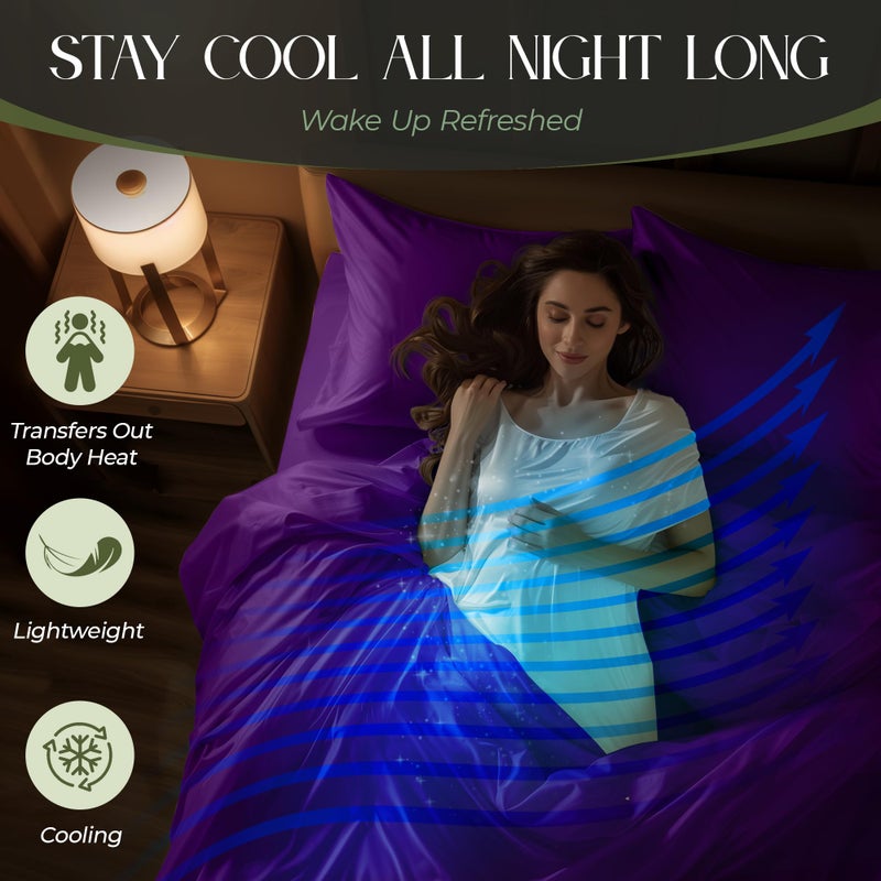DECOLURE 100% Organic Viscose Derived from Bamboo Sheets Cal King Size 6pcs - Ultra Soft & Luxuriously Cooling  17"" Deep Pocket  Double Stitching  Perfect for Hot Sleepers - King Bed Sheets (Purple) - Image 3