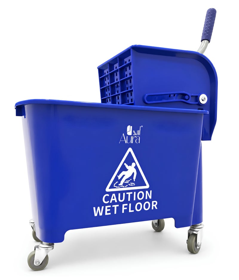 AURA Mop Bucket with Wringer 20L | Heavy Duty Cleaning Trolley with 360° Swivel Wheels | Leak-Proof Mop Bucket for Hotels, Offices, Restaurants & Home Use - Image 1