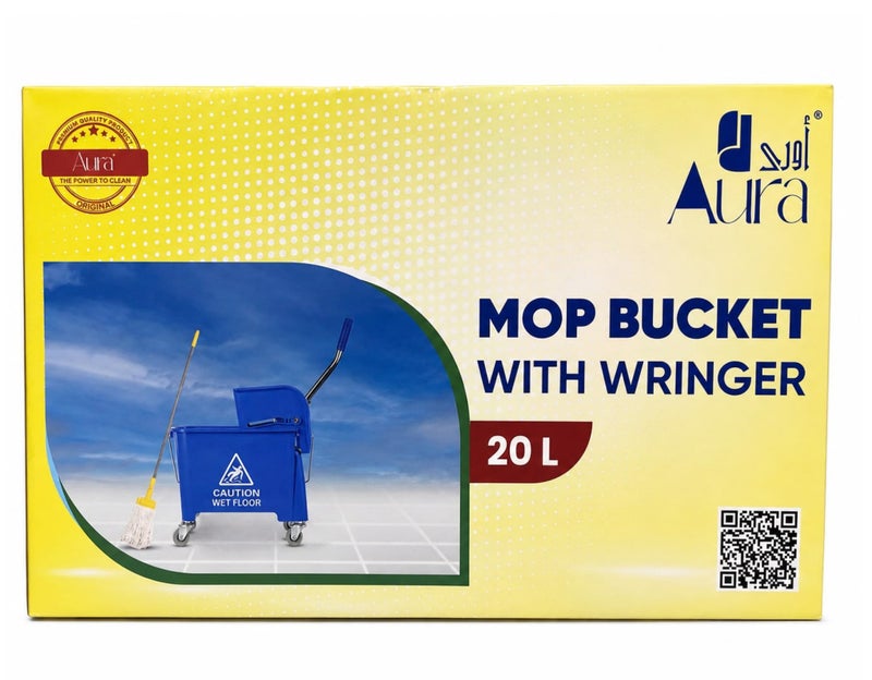 AURA Mop Bucket with Wringer 20L | Heavy Duty Cleaning Trolley with 360° Swivel Wheels | Leak-Proof Mop Bucket for Hotels, Offices, Restaurants & Home Use - Image 3