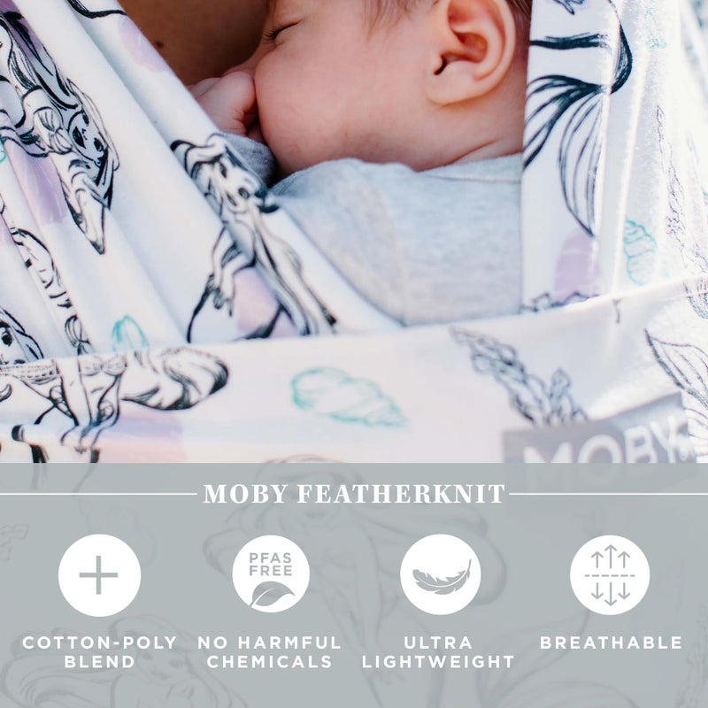 Moby Baby Wrap Carrier Featherknit for Newborns to Toddlers (8-33lbs), Infant Sling Carrier, Lightweight & Hands Free Design, Adjustable for All Body Types (Disney's Ariel in Amethyst) - Image 4