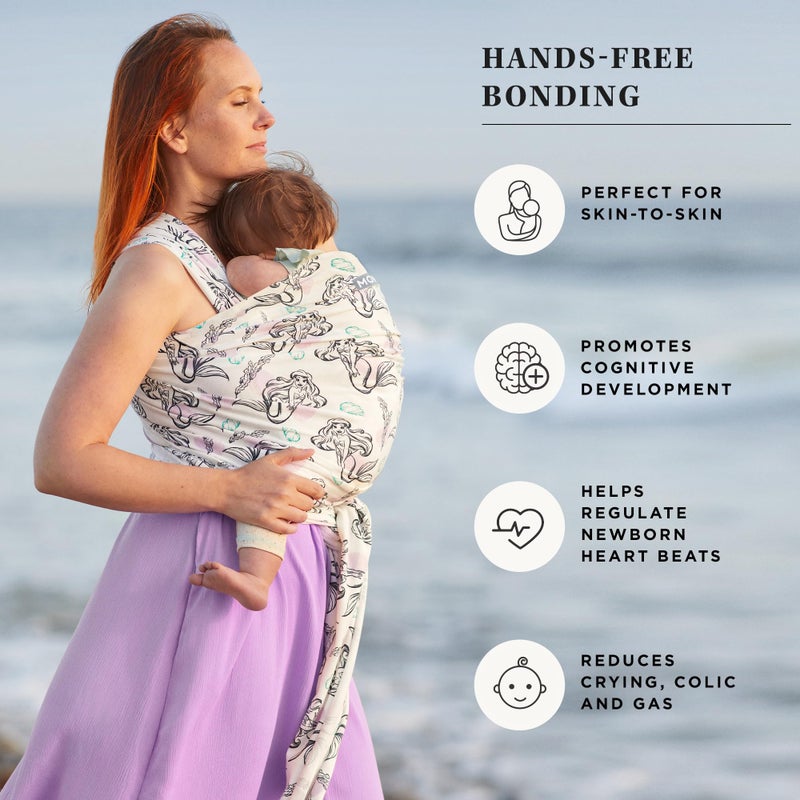 Moby Baby Wrap Carrier Featherknit for Newborns to Toddlers (8-33lbs), Infant Sling Carrier, Lightweight & Hands Free Design, Adjustable for All Body Types (Disney's Ariel in Amethyst) - Image 3