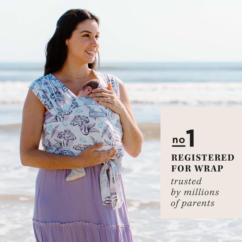 Moby Baby Wrap Carrier Featherknit for Newborns to Toddlers (8-33lbs), Infant Sling Carrier, Lightweight & Hands Free Design, Adjustable for All Body Types (Disney's Ariel in Amethyst) - Image 5