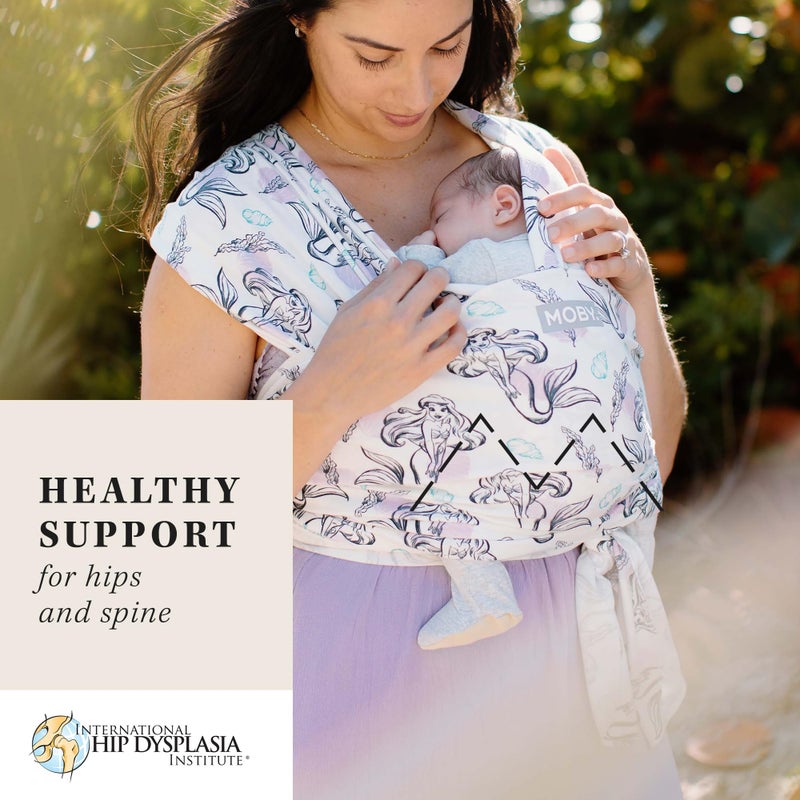 Moby Baby Wrap Carrier Featherknit for Newborns to Toddlers (8-33lbs), Infant Sling Carrier, Lightweight & Hands Free Design, Adjustable for All Body Types (Disney's Ariel in Amethyst) - Image 2