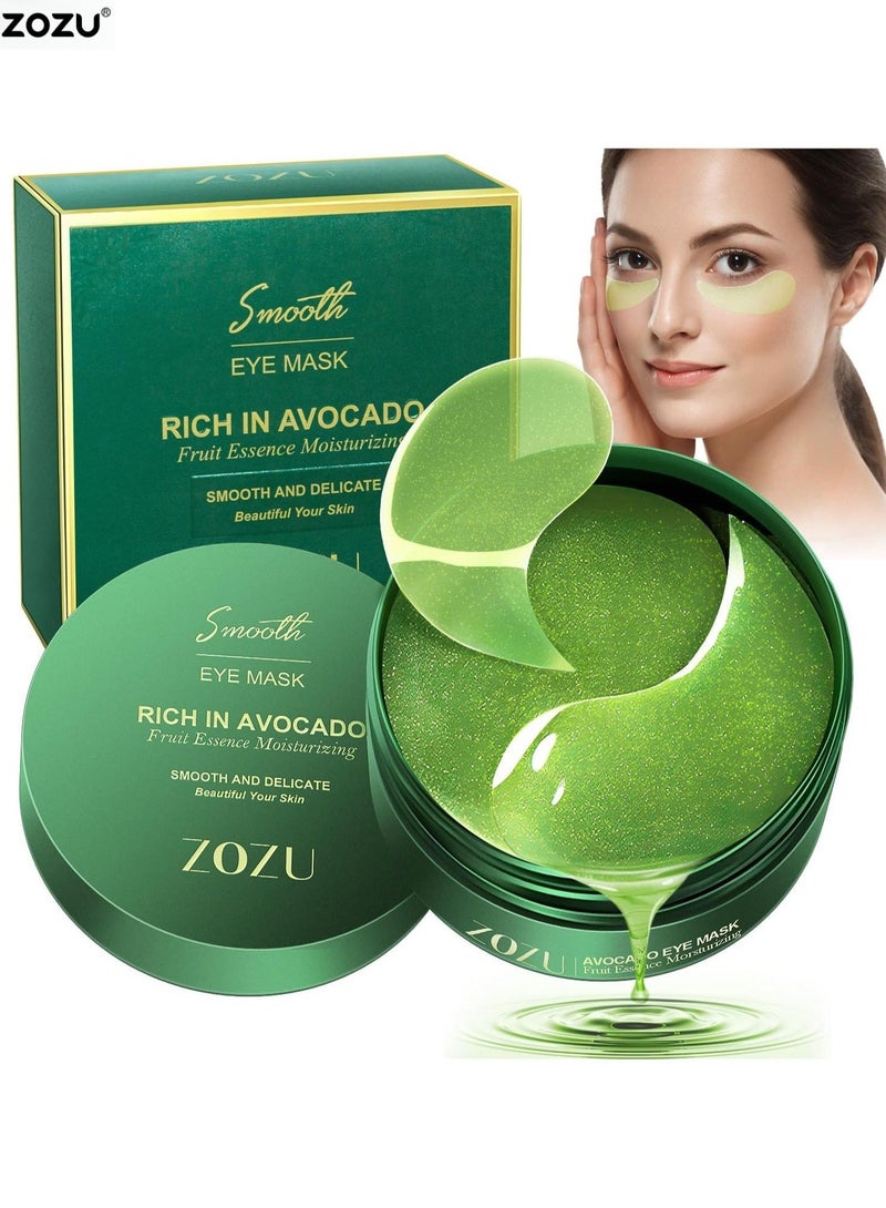 زوزو عبوة مكونة من قطعتين من قناع العين الناعم | غني بالأفوكادو | يحتوي على الذهب | رقع العين المرطبة للهالات السوداء | ملصقات إزالة بقع كيس العين بالكولاجين | العناية بالبشرة المرطبة | 30 زوجًا × 2 - Image 3