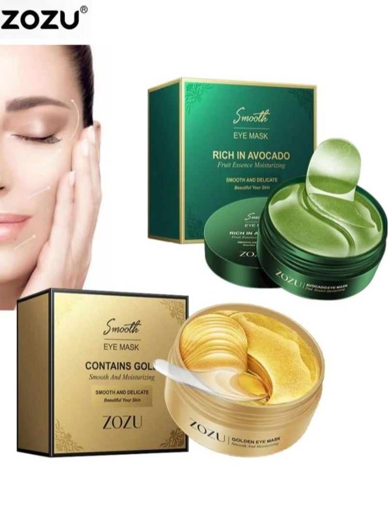 Zozu Pack Of 2 Smooth Eye Mask | Rich In Avocado | Contains Gold | Moisturizing Eye Patches For Dark Circles | Collagen Eye Bag Patches Removal Stickers | Hydrating Skincare | 30 Pairs X 2 - Image 2