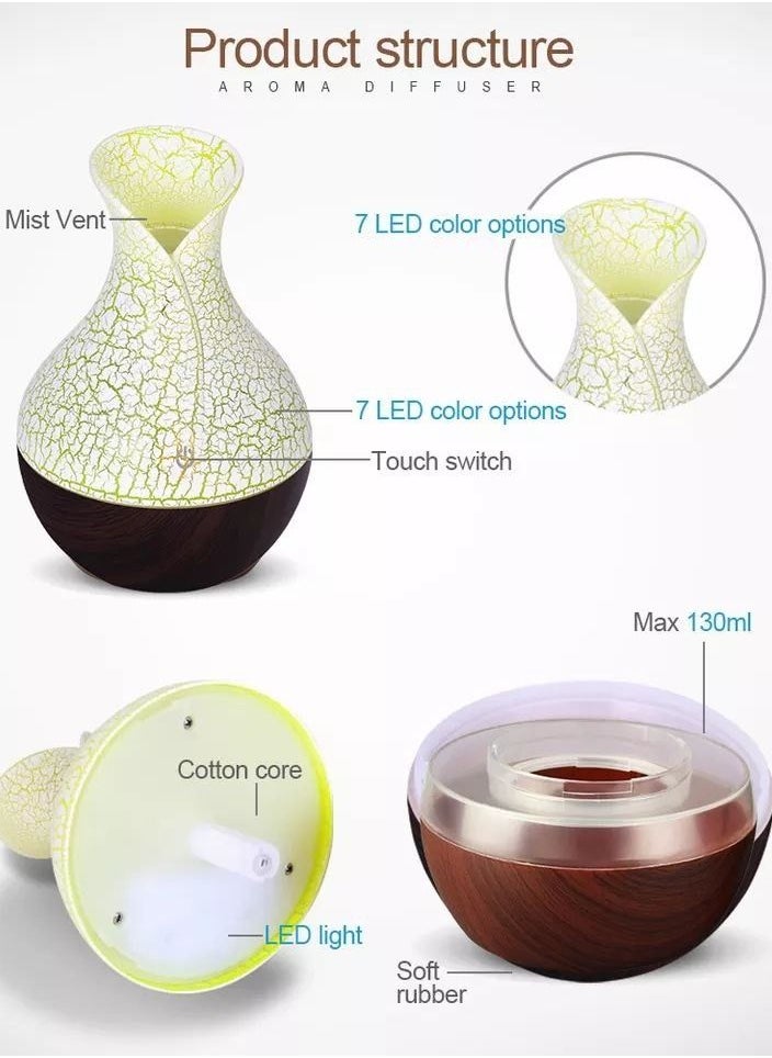 ماركة غير محددة - فازه فواحه  - الفواحة بإنارة 7 الوان ممكن اضافة عطر مائي لتزويد البخار بلمسة عطرية ناعمة في السيارة او البيت او المكتب - Image 1