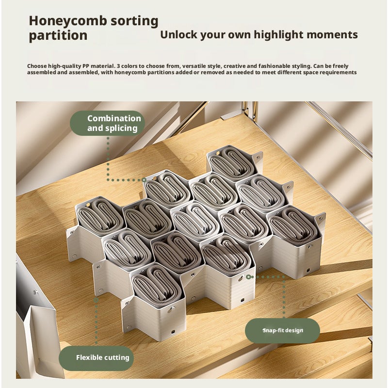 Honeycomb Sock Drawer Divider, Adjustable Storage Organizer for Socks Underwear - Image 3