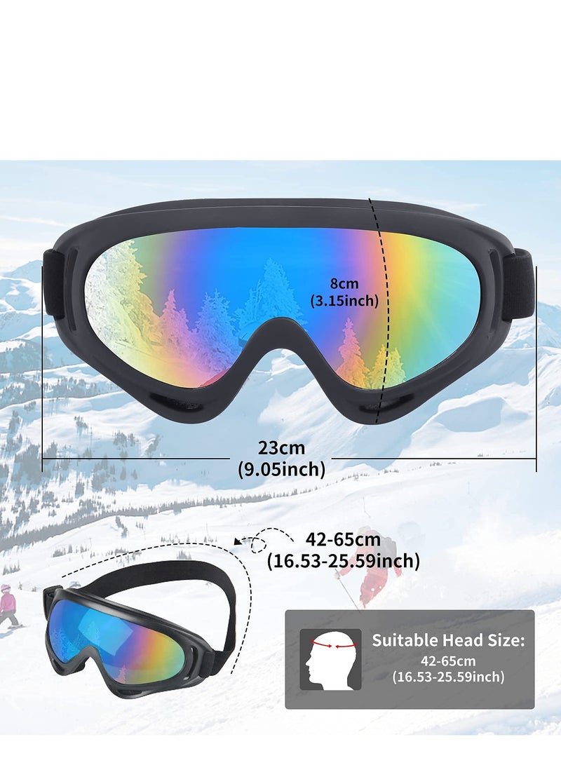 Motorcycle Goggles, 5 Pack Ski Goggles, Snowboard Snow Goggles for Men Women Kids Adult Youth, UV Protection Anti-fog Motorcycle Goggles - Image 2