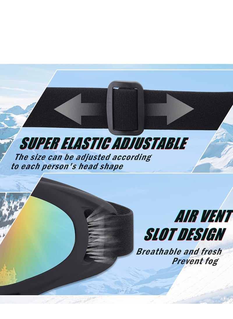 Motorcycle Goggles, 5 Pack Ski Goggles, Snowboard Snow Goggles for Men Women Kids Adult Youth, UV Protection Anti-fog Motorcycle Goggles - Image 4