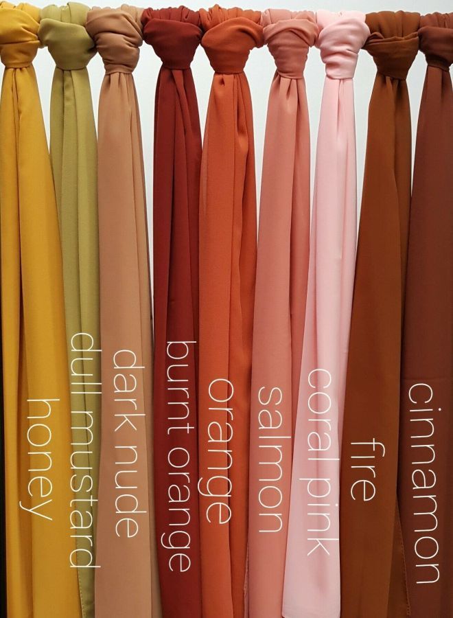 Fatah Bundle Of Nine Plain Casual Chiffon Scarf Big Size - Multicolor
