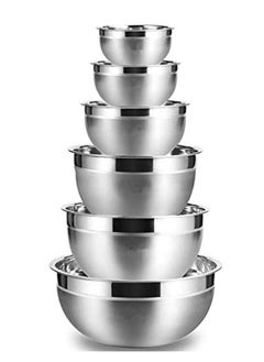 Y&D 100% Stainless Steel Mixing bowl set of 6 Piece, Solid and Durable, Mirror Finish, Flat Bottom  - Image 1