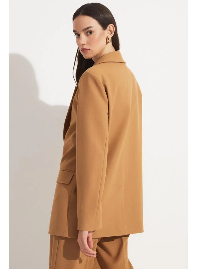 JUNE June Straight Cut Blazer Jacket Tan