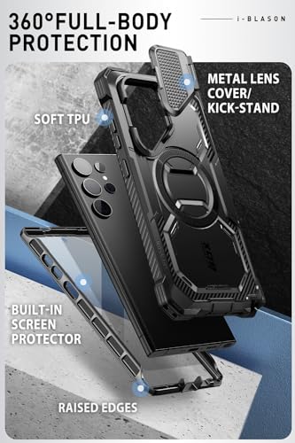 i-Blason Armorbox for Samsung Galaxy S24 Ultra Case MagSafe with Camera Cover Stand [Support Wireless Charger] 360 Full-Body Case with Screen Protector & Kickstand Phone Case for S24 Ultra, Black - Image 5