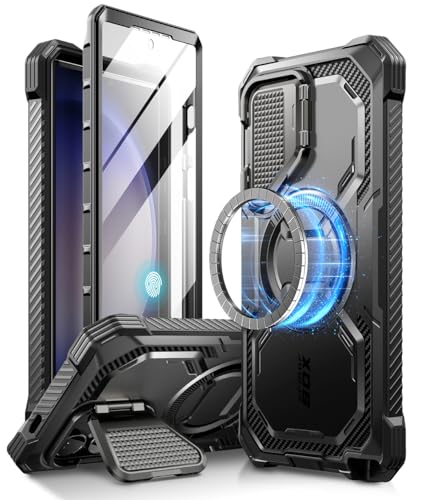 i-Blason Armorbox for Samsung Galaxy S24 Ultra Case MagSafe with Camera Cover Stand [Support Wireless Charger] 360 Full-Body Case with Screen Protector & Kickstand Phone Case for S24 Ultra, Black - Image 1