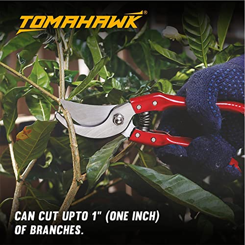 TOMAHAWK® Heavy Duty Premium Stainless Steel Sharp Flower Cutter Plant Cutter Blade Gardening Jaw & Spring Scissors Tool with Smart Lock Ideal for Home Cutting Plants, Branches and Leaf - Image 2