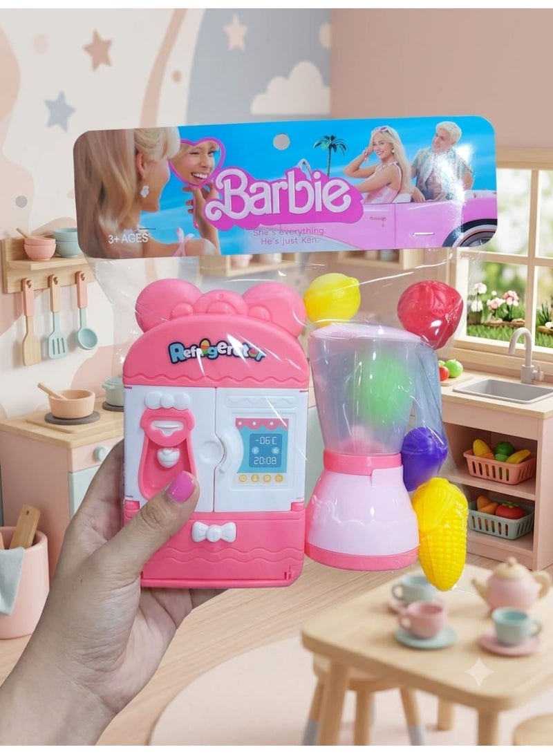 Barbie Kids Kitchen Set - Barbie Kitchen Toy - Kitchen Set with Blender - Kitchen Set with Refrigerator - Kids Blender Toy - Kids Cooking Set - Girls Kitchen Toys - Kids Kitchen Accessories Set - Kids Cooking Toy - Little Chef Toy