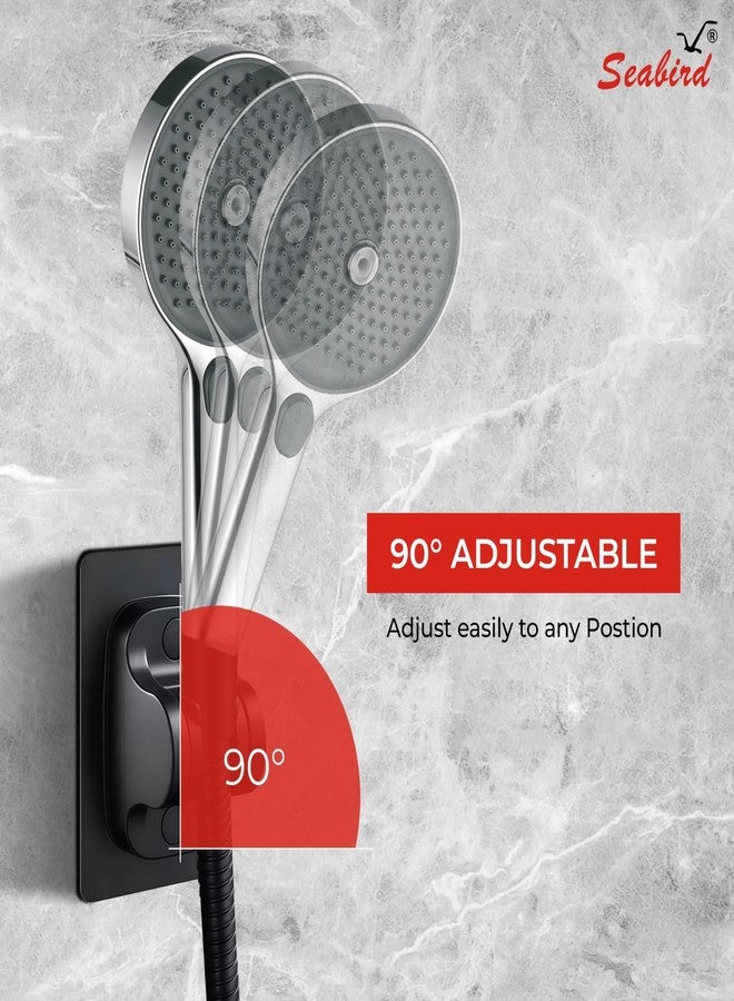 SEABIRD® Self Adhesive Hand Shower Holder for Bathroom Wall | Durable ABS Body | Adjustable & Waterproof Wall Mount Shower Head Hook | Black-Finish Bathroom Wall Hook - Image 4