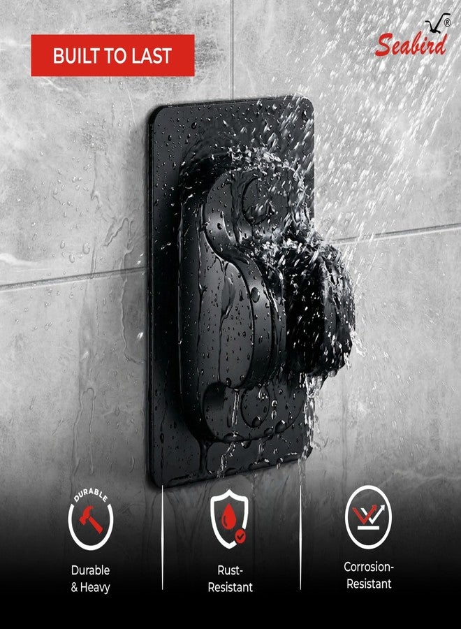 SEABIRD® Self Adhesive Hand Shower Holder for Bathroom Wall | Durable ABS Body | Adjustable & Waterproof Wall Mount Shower Head Hook | Black-Finish Bathroom Wall Hook - Image 3