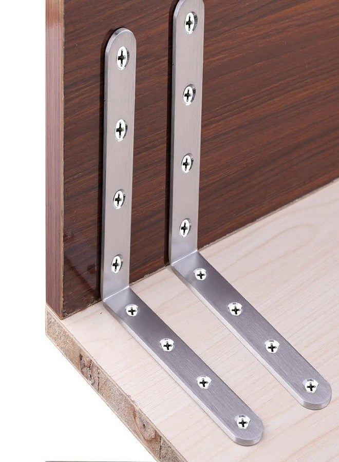 Eitonbu 8 Pcs Stainless Steel L Bracket 5 x 5 inch Heavy Duty Solid Shelf Support Corner Brace, Metal Joint Right Angle Brace for Wood Shelves, Silver, Corner Mount - Image 5
