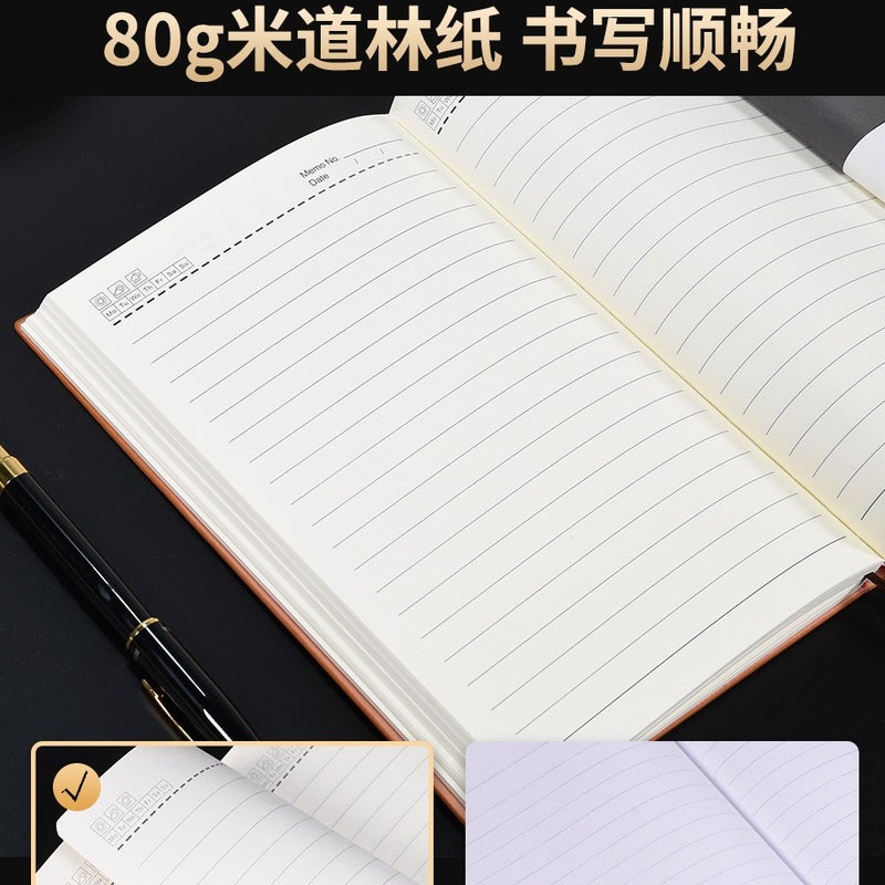 Sheep Leather Notebook A5 Notebook Can Be Thickened Notepad Business Black Leather Workbook Office Simple Day - Image 4