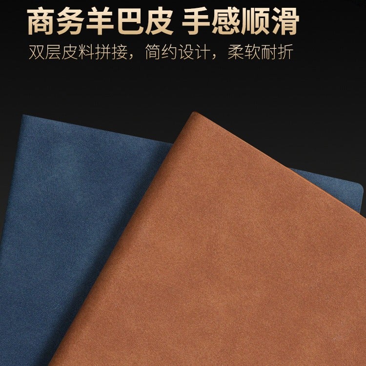 Sheep Leather Notebook A5 Notebook Can Be Thickened Notepad Business Black Leather Workbook Office Simple Day - Image 3