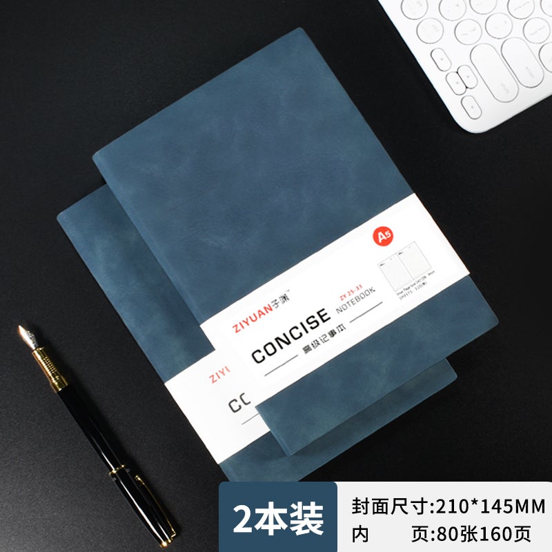 Sheep Leather Notebook A5 Notebook Can Be Thickened Notepad Business Black Leather Workbook Office Simple Day - Image 1