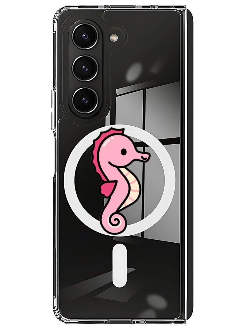 Theodor Magnetic Case for Samsung Galaxy Z Fold 5 Compatible with MagSafe Wireless Charging, Shockproof Phone Bumper Cover Seahorse - Image 1