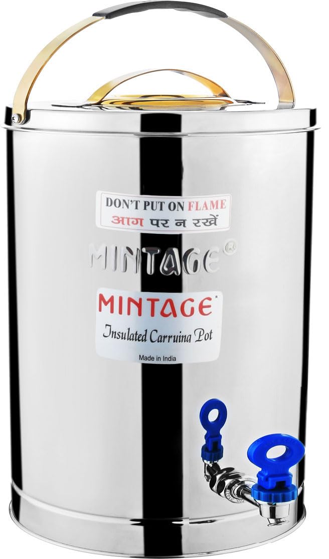 Mintage Alpine Tea Container 7.5 Liters Stainless Steel Insulated | Leakproof Durable | Heat Retention Lightweight | Beverage Preservation | Teapot Dispenser Jar | Canteen Chai Kettle - Image 1