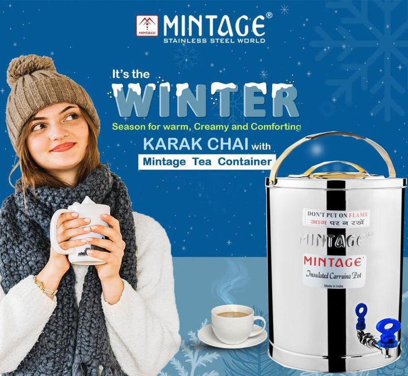 Mintage Alpine Tea Container 7.5 Liters Stainless Steel Insulated | Leakproof Durable | Heat Retention Lightweight | Beverage Preservation | Teapot Dispenser Jar | Canteen Chai Kettle - Image 4