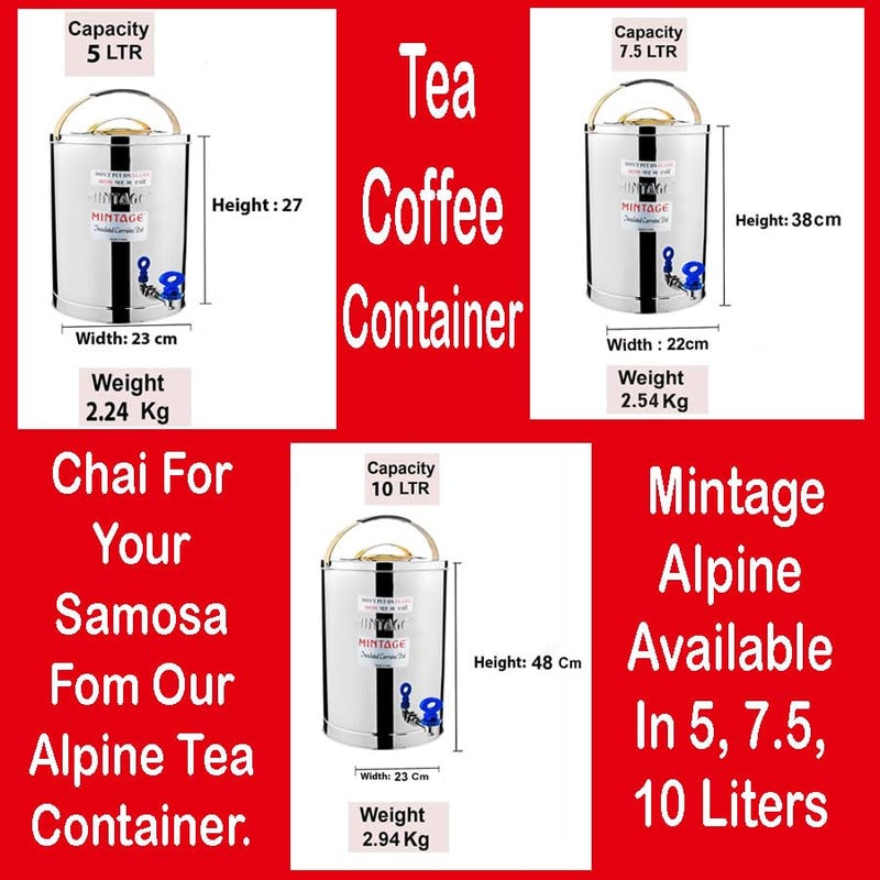 Mintage Alpine Tea Container 7.5 Liters Stainless Steel Insulated | Leakproof Durable | Heat Retention Lightweight | Beverage Preservation | Teapot Dispenser Jar | Canteen Chai Kettle - Image 2