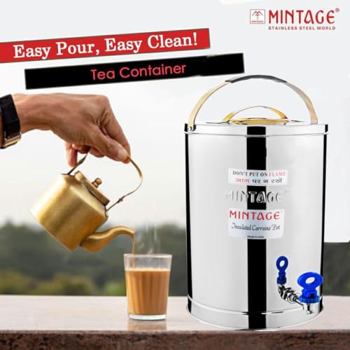 Mintage Alpine Tea Container 7.5 Liters Stainless Steel Insulated | Leakproof Durable | Heat Retention Lightweight | Beverage Preservation | Teapot Dispenser Jar | Canteen Chai Kettle - Image 3