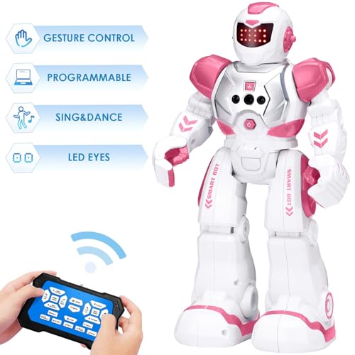 KingsDragon Robots Toy for Kids RC Gesture Sensing Toy Interactive Walking Singing Dancing Robot Birthday Presents for Boys Girls Age 6 7 8 9 Years OldPink - Image 5