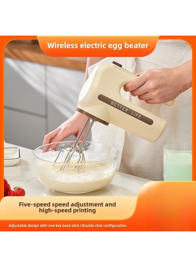 خفاقة البيض الكهربائية اللاسلكية بلون الكاكي 5 سرعات مضرب من الفولاذ المقاوم للصدأ للمخبوزات - Image 2