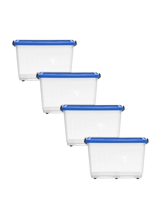 Cosmoplast 132L Clear Plastic Storage Box With Wheels & Lockable Lid (Pack Of 4) - Image 1