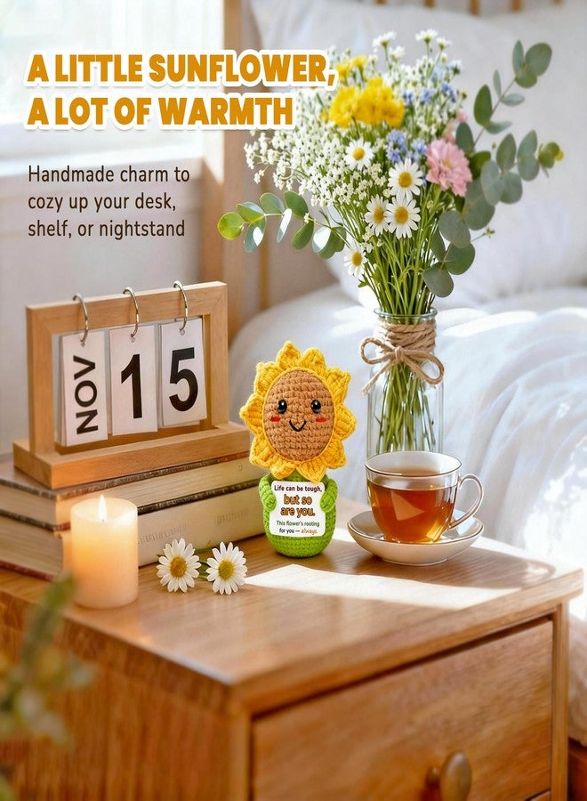 Krinisou Thinking of You Encouragement Gift for Women - Crochet Sunflower “Life Can Be Tough, But So are You”, Uplifting Emotional Comfort & Cheer-Up Support Gift for Friend or Coworker - Image 5