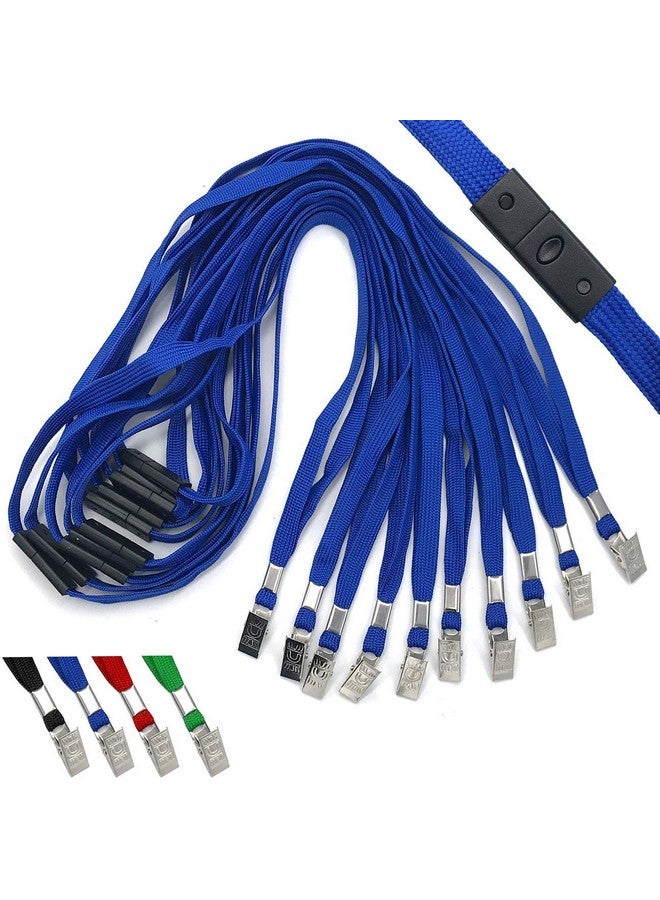 Beebel Blue Lanyards 25 Pack Breakaway Lanyard Comfortable Neck Straps Premium Bulk Lanyards Badge Bulldog Clip - Image 1