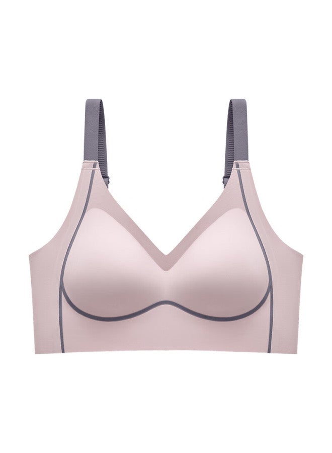 Finseech Fenshique Invisible Soft Support Fixed Inner Cup Massage Granule Side Gathering Bra Pink L - Image 2