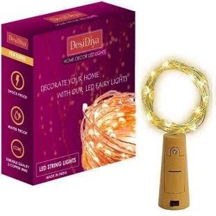 Desidiya ® Bottle Lights with Cork, Mini Copper Wire, 20 LED Battery Operated String Decorative Fairy Lights- Pack of 1 (Warm White) - Image 1