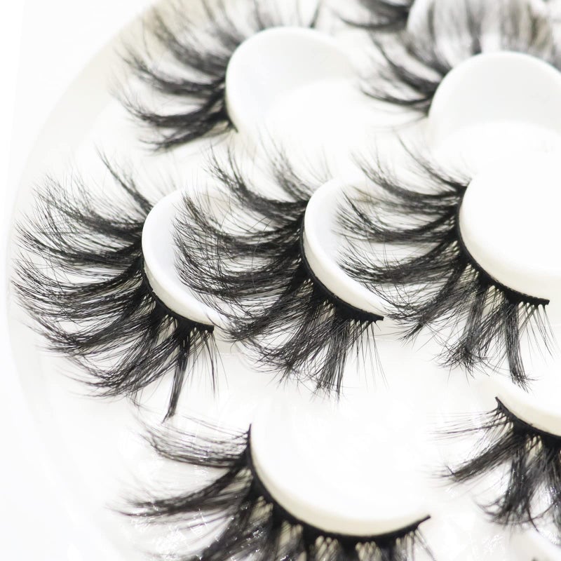 DAODER False Eyelashes 25mm Lashes Wispy Long 8D Mink Lashes Dramatic Volume Fluffy Eye Lashes Pack for Women 7Pairs Soft Reusable Fake Eyelashes - Image 4