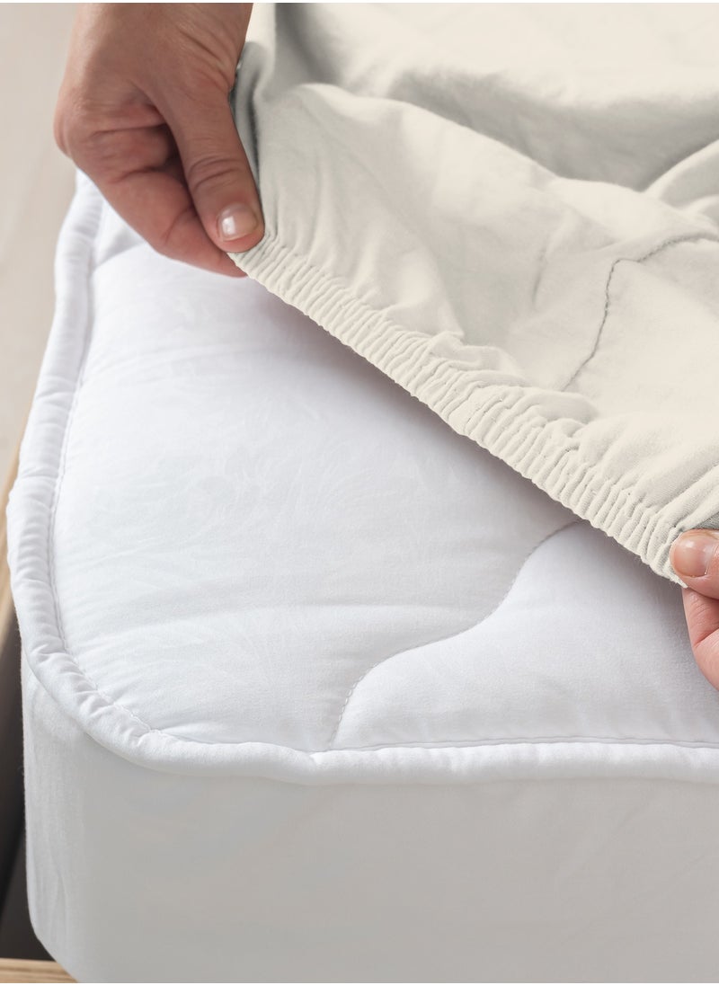 Color Sense - Solid 1 Fitted Sheet Double Organic Cotton Ivory  200x120cm - Image 1
