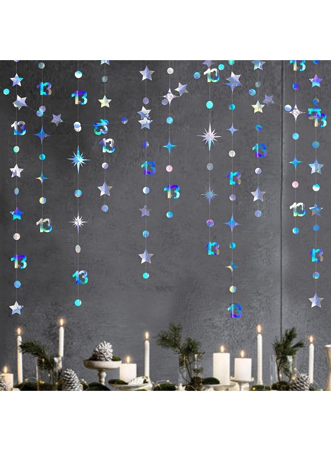 pinkblume Iridescent 13th Birthday Decorations Number 13 Circle Dot Twinkle Star Garland Metallic Hanging Streamer Bunting Banner Backdrop Girls 13 Year Old Birthday Thirteen Official Teenager Party Supplies - Image 5