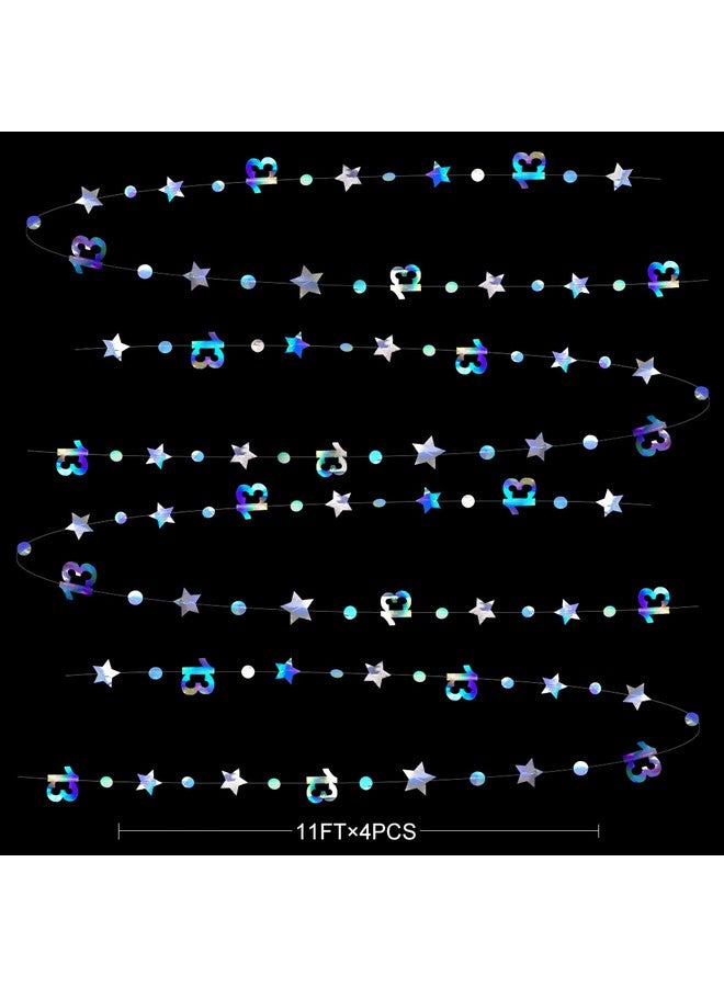 pinkblume Iridescent 13th Birthday Decorations Number 13 Circle Dot Twinkle Star Garland Metallic Hanging Streamer Bunting Banner Backdrop Girls 13 Year Old Birthday Thirteen Official Teenager Party Supplies - Image 2